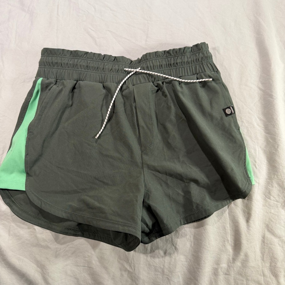 Zella Kids Girls‎ M 8/10 Athletic Shorts Sage Mint Green Drawstring Zip Pocket